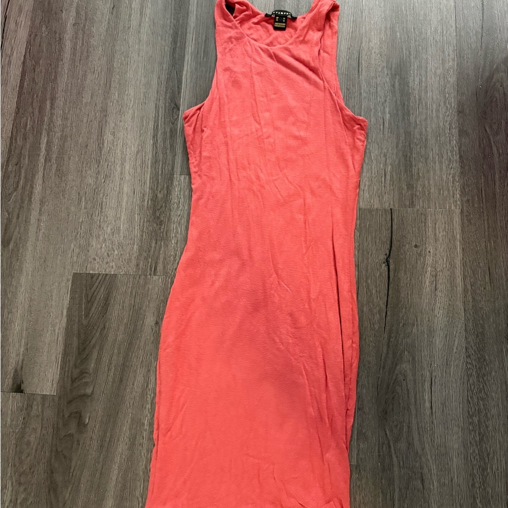 Revamped Pink Coral Halter Bodycon Midi Dress